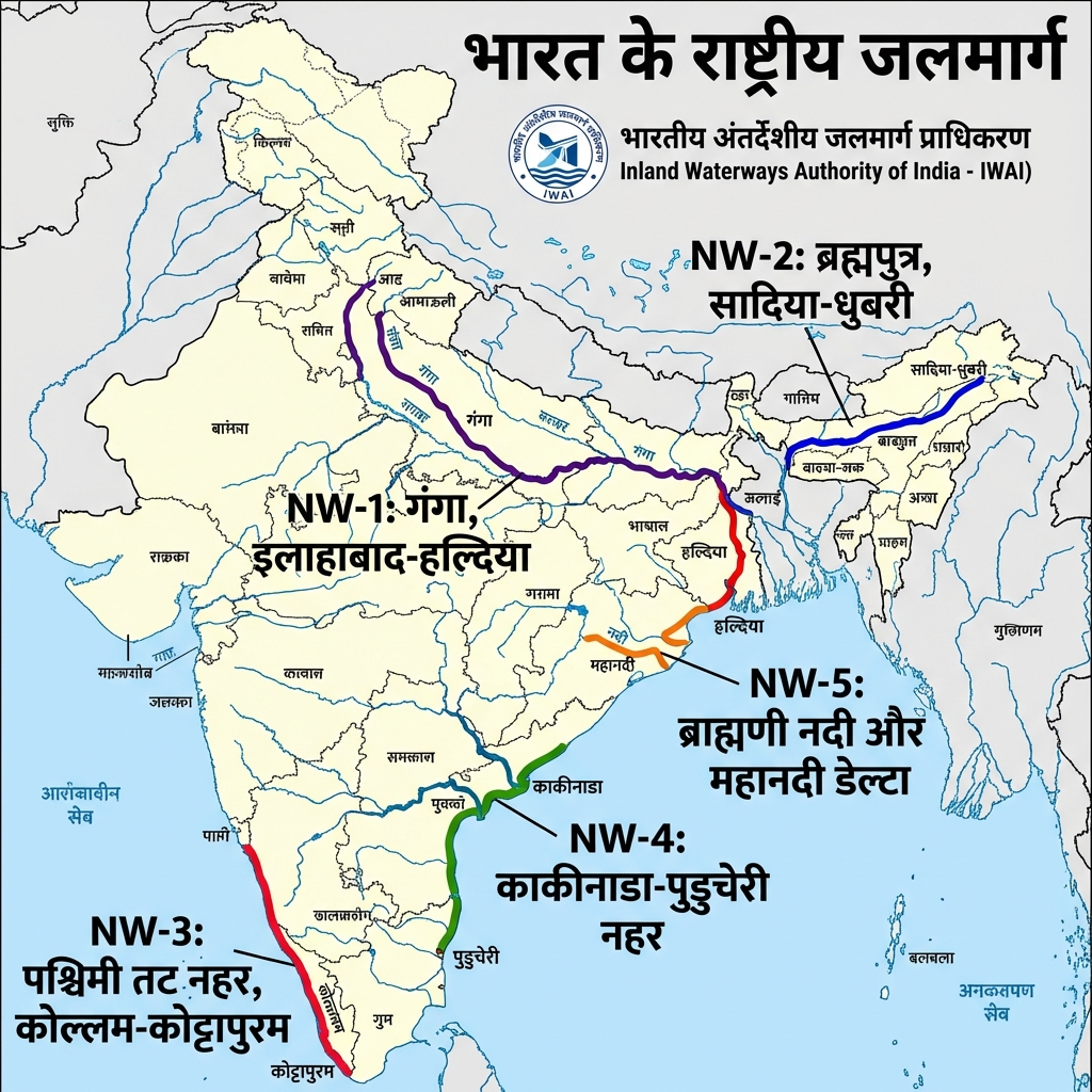 National Waterways (Bharat Jalmarg) Map