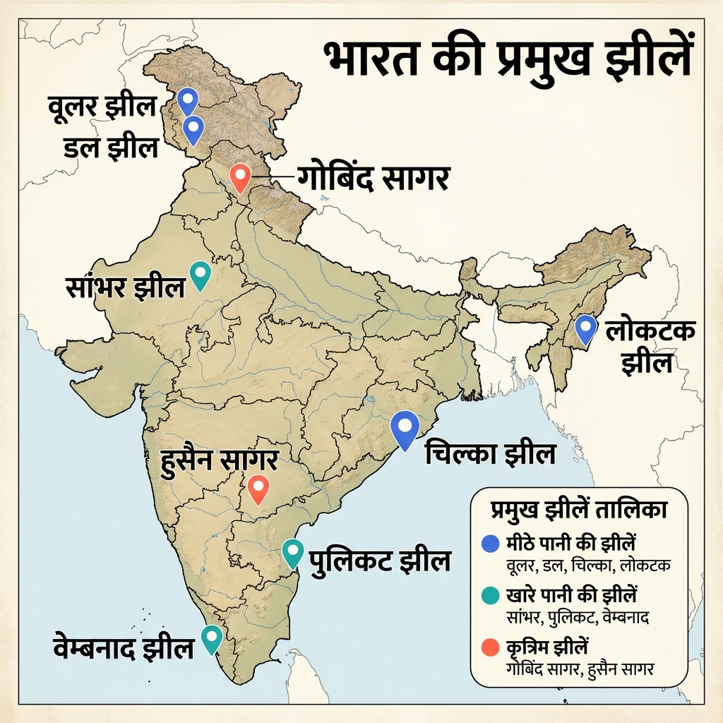 Indian Lakes (Bharat Jheelen) Map