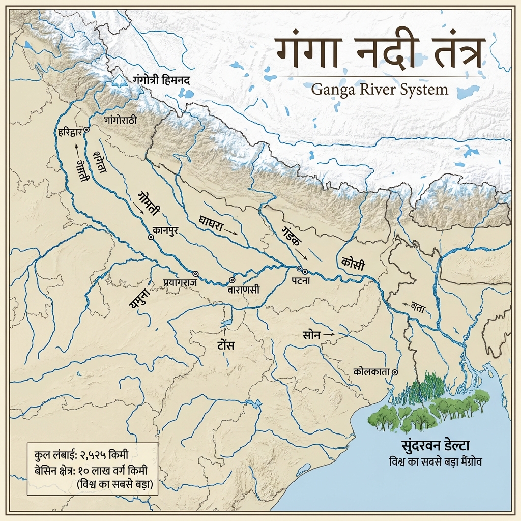 Ganga River System (Nadi Tantra) Map
