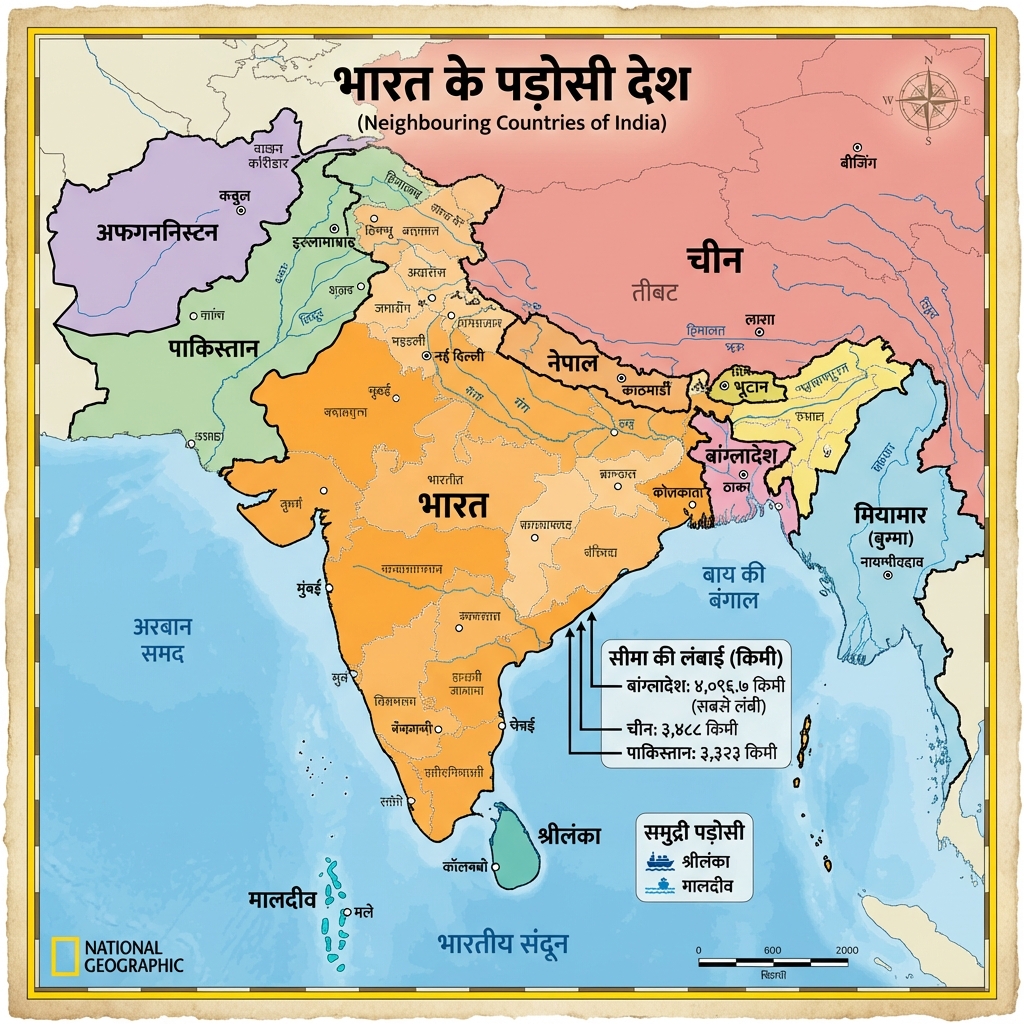 India: Neighbors (Padosi Desh) Map