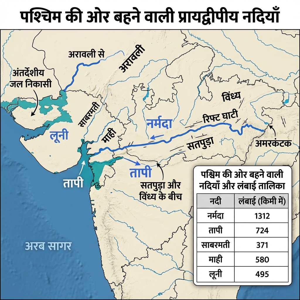 West-Flowing Rivers (Paschim Nadiya) Map