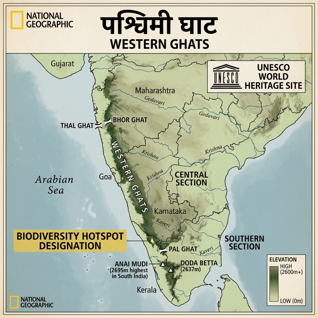 Western Ghats (Pashchimi Ghat) Detailed