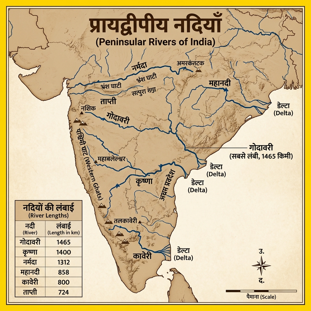 Peninsular Rivers (Prayadweepiya Nadiya) Map