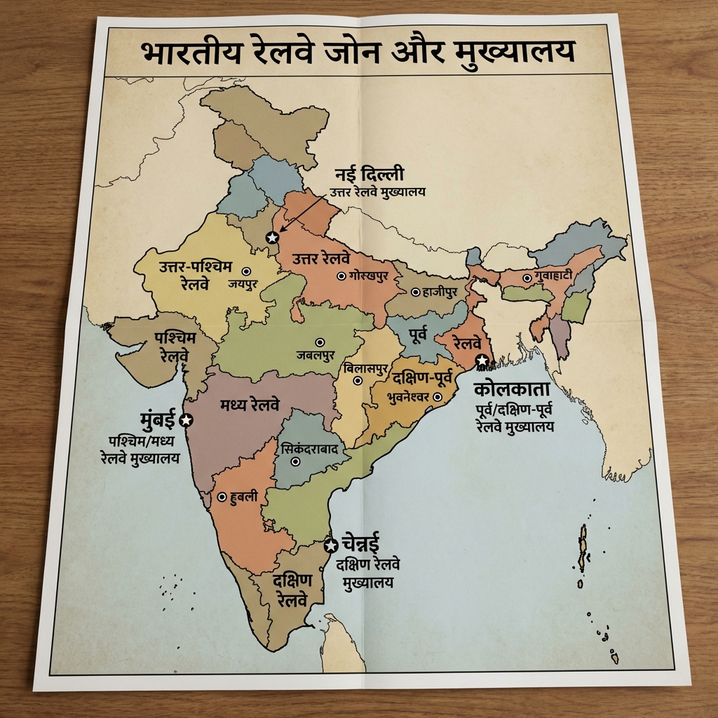 Railway Zones  Headquarters Map