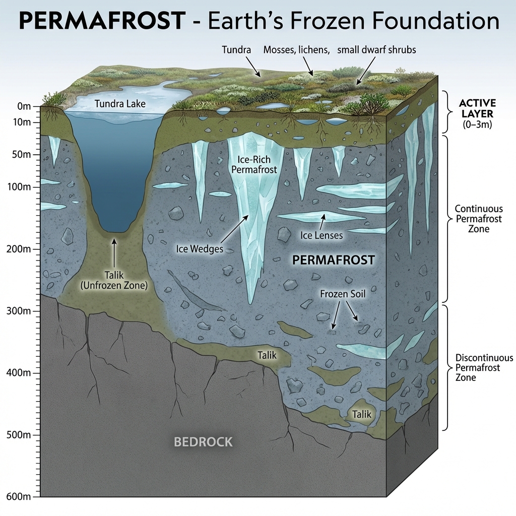Permafrost Structure and Active Layer