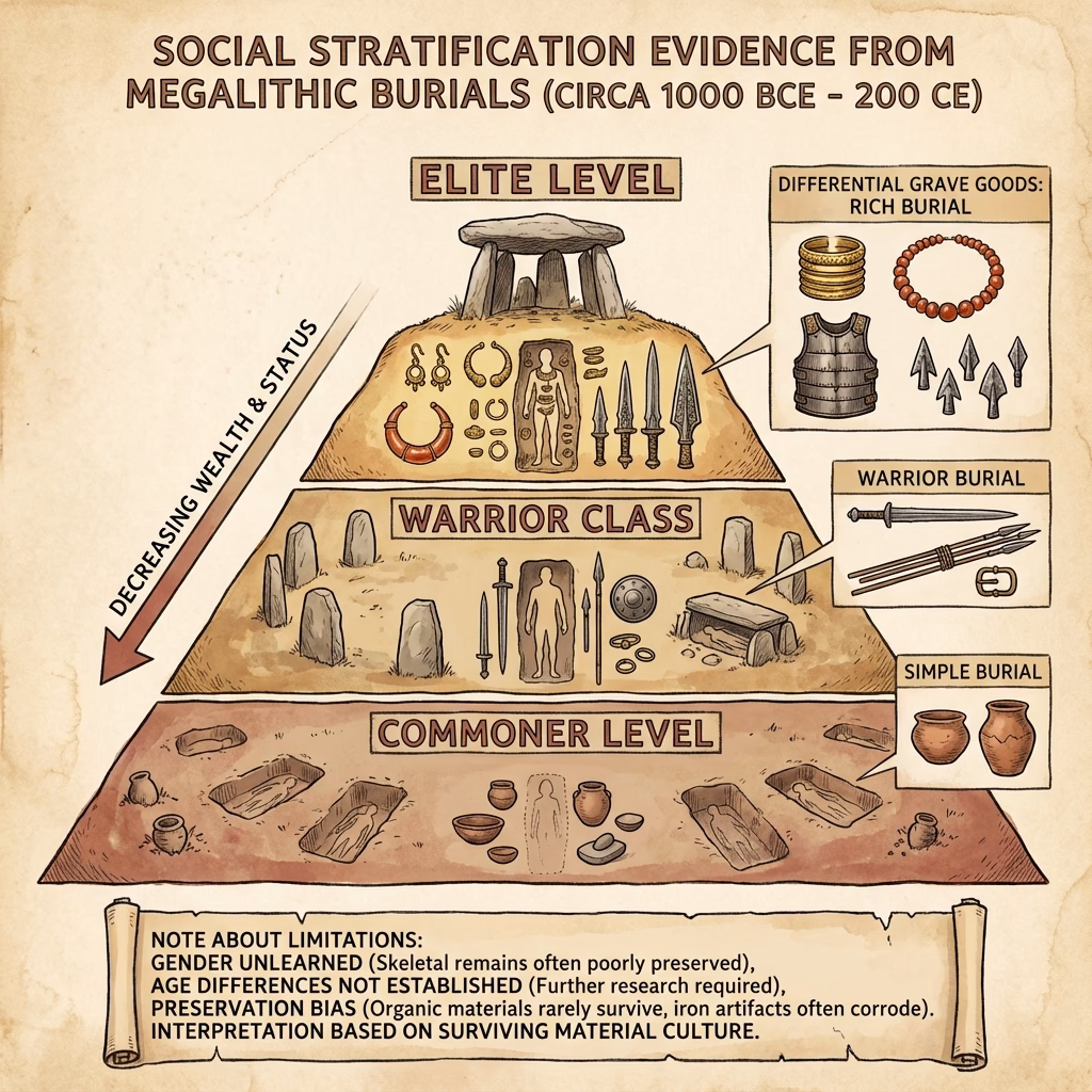 Social Stratification from Megalithic Burials - Elite, Warrior and Commoner levels with differential grave goods