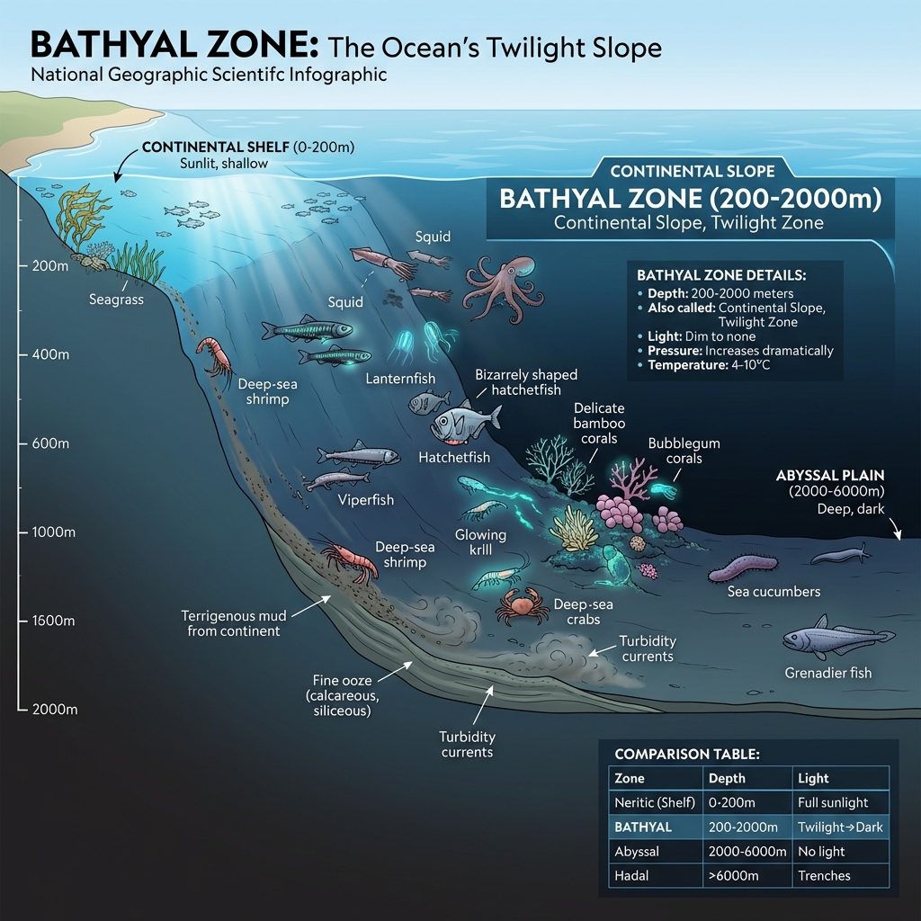 Oceanic Zones: Bathyal and Abyssal
