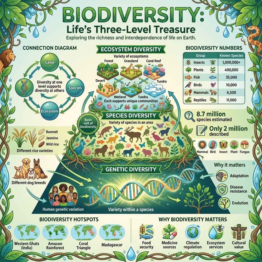 Biodiversity Levels: Genetic, Species, and Ecosystem