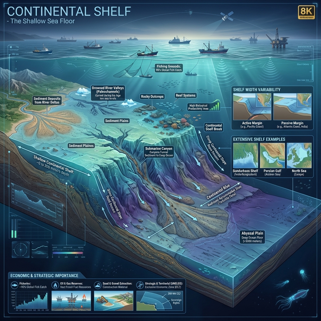 Ocean Floor Relief and Continental Shelf