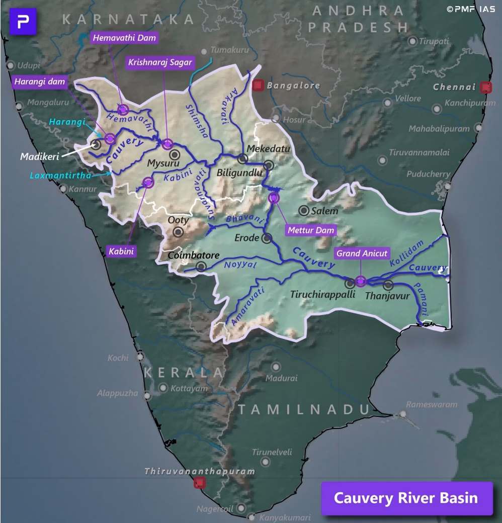 Cauvery River System Map