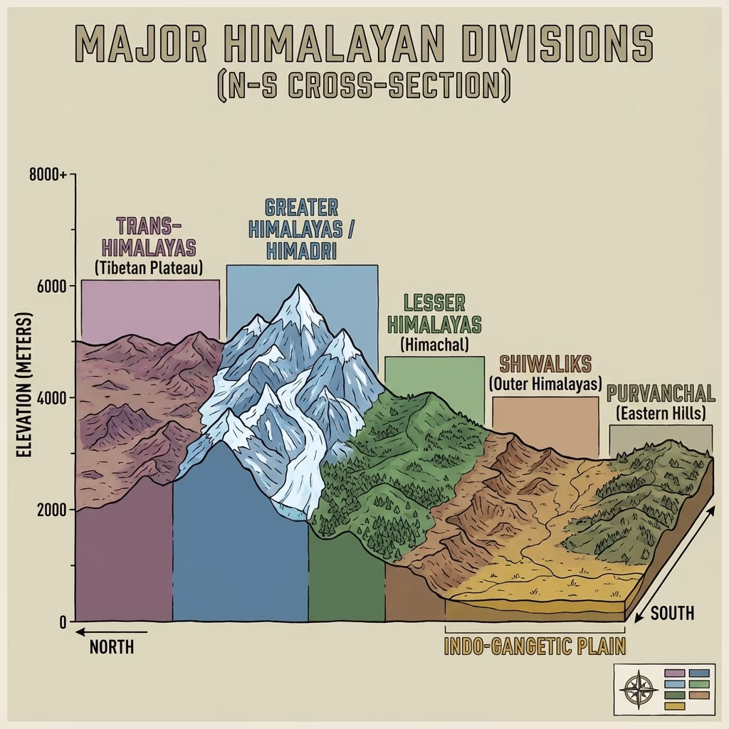 Physiographic Divisions of the Himalayas