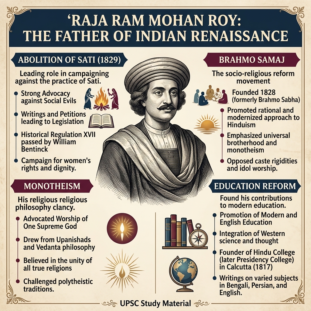 Raja Ram Mohan Roy: Father of Indian Renaissance Infographic