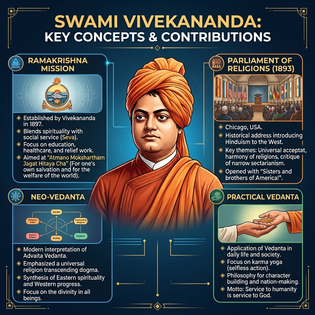 Swami Vivekananda: Neo-Vedanta and Ramakrishna Mission Infographic